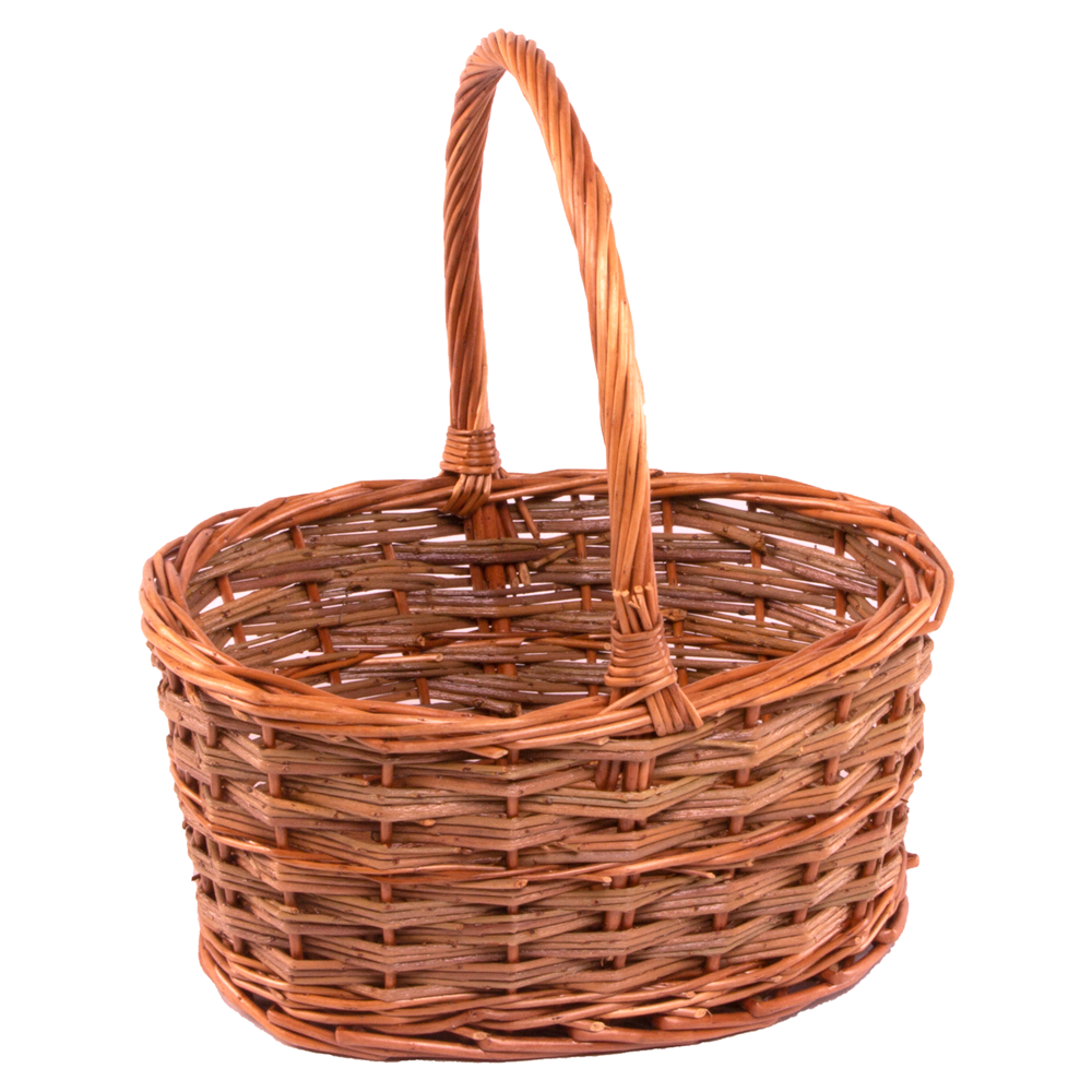 Small Rustic Oval Wicker Shopping Basket